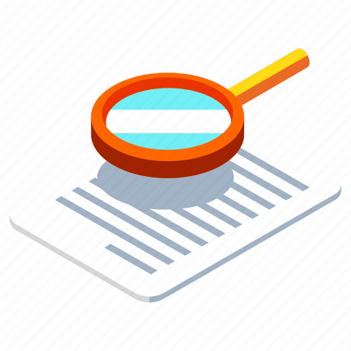 Analysis, audit, business, data, isometric, magnifying, research icon - Download on Iconfinder