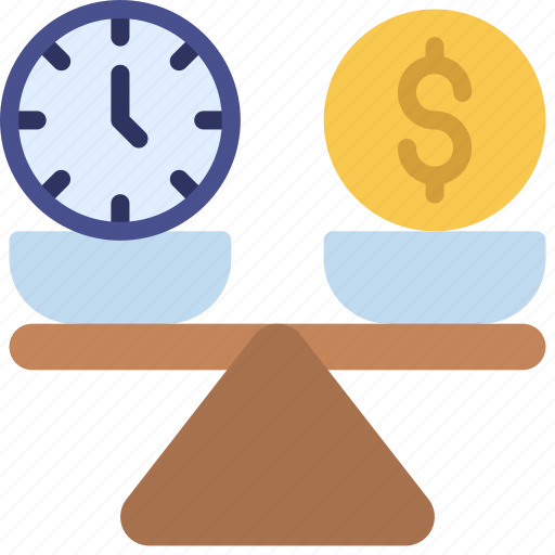 Time, vs, money, scales, corporate, clock, finances icon - Download on Iconfinder