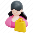 customer, business, model, avatar, bag, woman, buyer, 3d