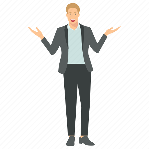 Business character, happy businessman, joyful happy businessman, successful business person, winner emotions illustration - Download on Iconfinder