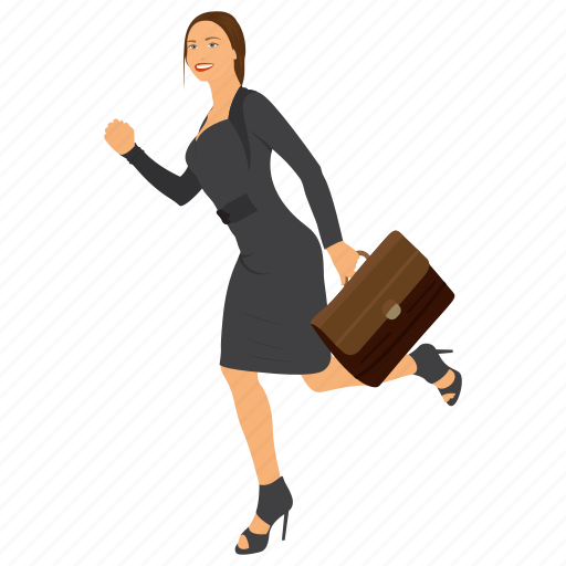 Business character, business woman in hurry, business woman running with briefcase, hurry business woman running, hurrying woman illustration - Download on Iconfinder