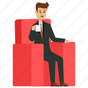 business person with coffee, businessman with coffee, male business avatar, stylish businessman, young business character 