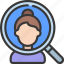 customer, analysis, search, loupe, magnifyingglass, person, user 