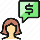 profile, woman, cash, message