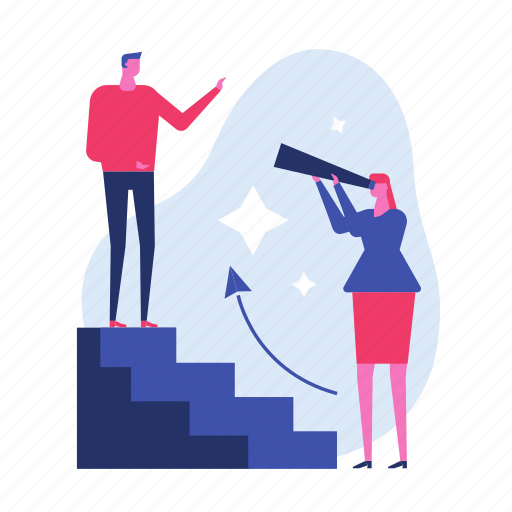 Career, ladder, business, spyglass illustration - Download on Iconfinder