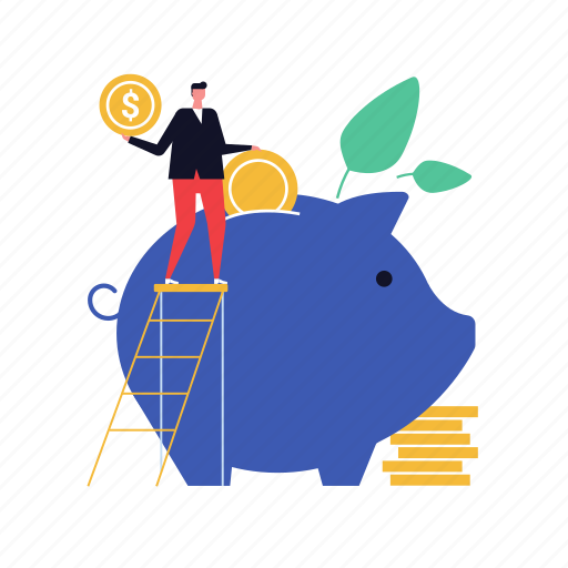 Save, money, piggy, bank, profit, coins illustration - Download on Iconfinder