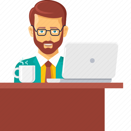 Beard, office, typing, work, work hours, worker, working icon - Download on Iconfinder