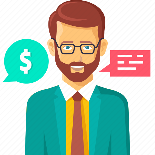 Beard, business, business chat, business talk, help, man, money icon - Download on Iconfinder