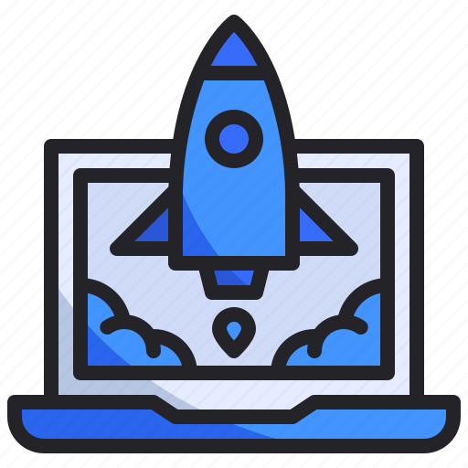 Business, finance, laptop, launch, marketing, rocket, strategy icon - Download on Iconfinder