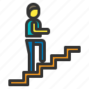 business, corporate, man, person, stair, up, walk