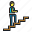 business, corporate, man, person, stair, up, walk 