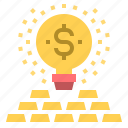 lightbulb, gold, business, dollar, finance, idea, investment, light, money
