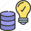 data, solutions, database, lightbulb, idea 