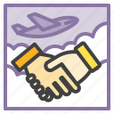 airplane, business, deal, handshake, travel, agreement