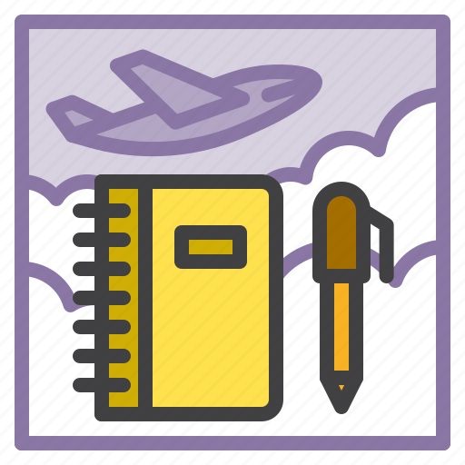 Airplane, business, travel, pen, notebook icon - Download on Iconfinder