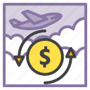 airplane, business, currency, travel, exchange, money