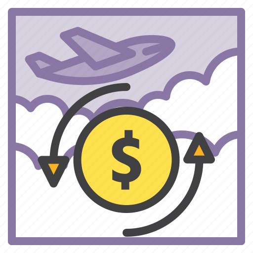 Airplane, business, currency, travel, exchange, money icon - Download on Iconfinder