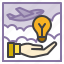 airplane, business, creative, idea, bulb, hand 
