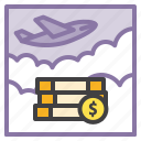 airplane, currency, cash, travel, money, coin