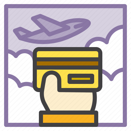 Airplane, hand, travel, credit card, payment icon - Download on Iconfinder