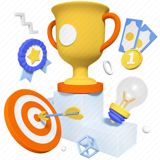 Achievement, victory, cup, prize 3D illustration - Download on Iconfinder