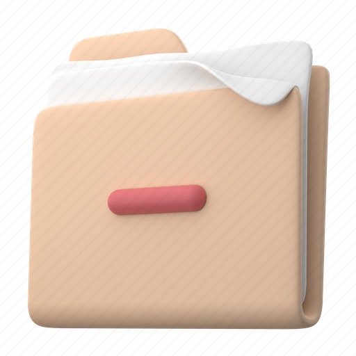 Files, and, folders, delete, remove, minus, folder 3D illustration - Download on Iconfinder
