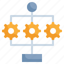 management, system, strategy, process, gear, workflow icon