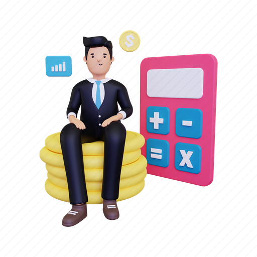 Accounting, calculator, finance, currency, bank, dollar, banking 3D illustration - Download on Iconfinder