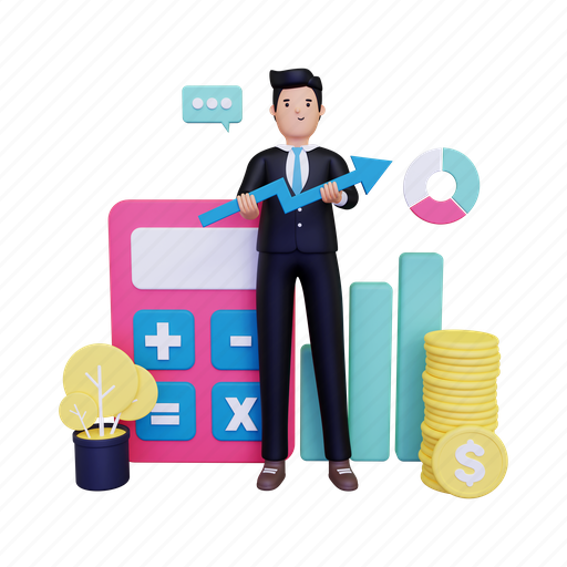 Accounting, calculator, finance, currency, bank, dollar, payment 3D illustration - Download on Iconfinder