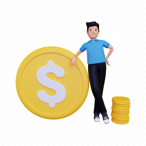 Finance, money, business, dollar, coin, payment, currency 3D illustration - Download on Iconfinder
