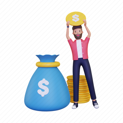 Saving, money, finance, dollar, payment, banking, bank 3D illustration - Download on Iconfinder