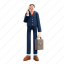 briefcase, talking, phone, bag, business, man, character, smartphone 