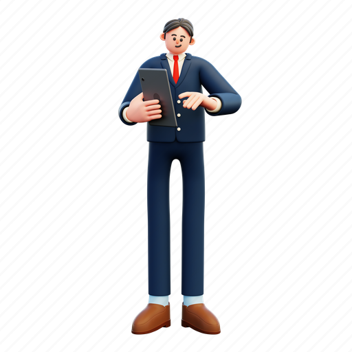 Holding, tablet, business, man, character, person, device 3D illustration - Download on Iconfinder