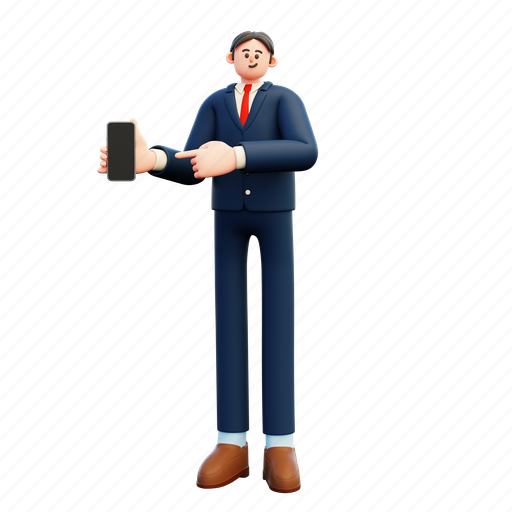 Smartphone, screen, business, man, character, phone, display 3D illustration - Download on Iconfinder