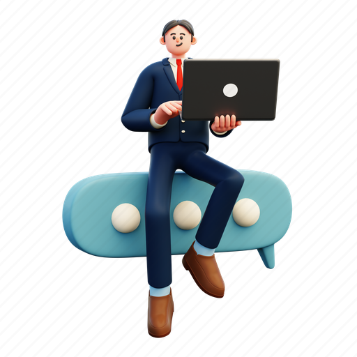 Sit, chat, business, man, character, communication, talk 3D illustration - Download on Iconfinder