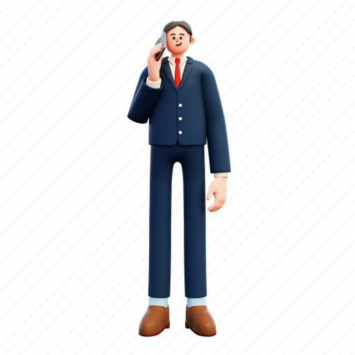 Talking, on, smartphone, business, man, character, phone 3D illustration - Download on Iconfinder