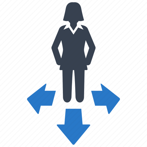 Businesswoman, career, decision, direction icon - Download on Iconfinder