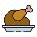 turkey, cook, food, meal, chicken, dinner, plate, leg, roast