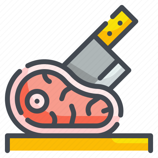 Butcher, cut, cutting, food, kitchenware, knife, meat icon - Download on Iconfinder