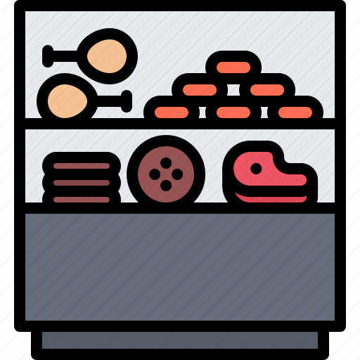 Butcher, food, meat, sausage, shop, stand, steak icon - Download on Iconfinder