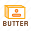 bread, butter, knife, margarine, outlie, piece, product 