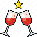 beverage, celebration, champagne, drink, glass, star, wine
