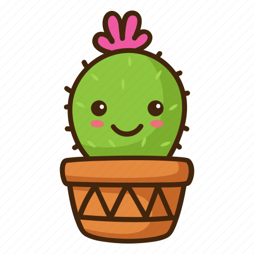 Cactus Pot PNG Image, Cute Green Cactus Cartoon With Pot, Cactus