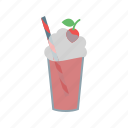 cafe, color, drink, glass, milkshake, straw, strawberry