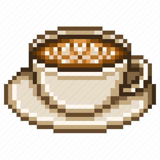 Coffee, pixelart, latte, cafe, 8bit, latte art, hot coffee icon - Download on Iconfinder