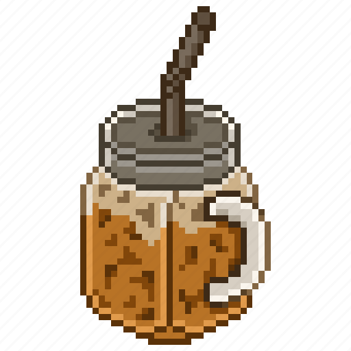 Coffee, pixelart, iced, 8bit, cafe, beverage, iced coffee icon - Download on Iconfinder