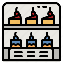 counter, display, refrigerated, cake, shop