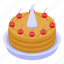 birthday, cake, cartoon, cherry, isometric, red, wedding 
