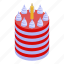 birthday, cake, cartoon, cream, isometric, party, slice 