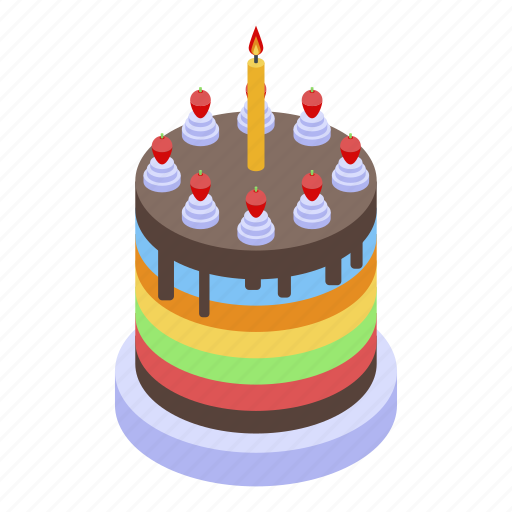 Birthday, cake, cartoon, floral, flower, isometric, wedding icon - Download on Iconfinder
